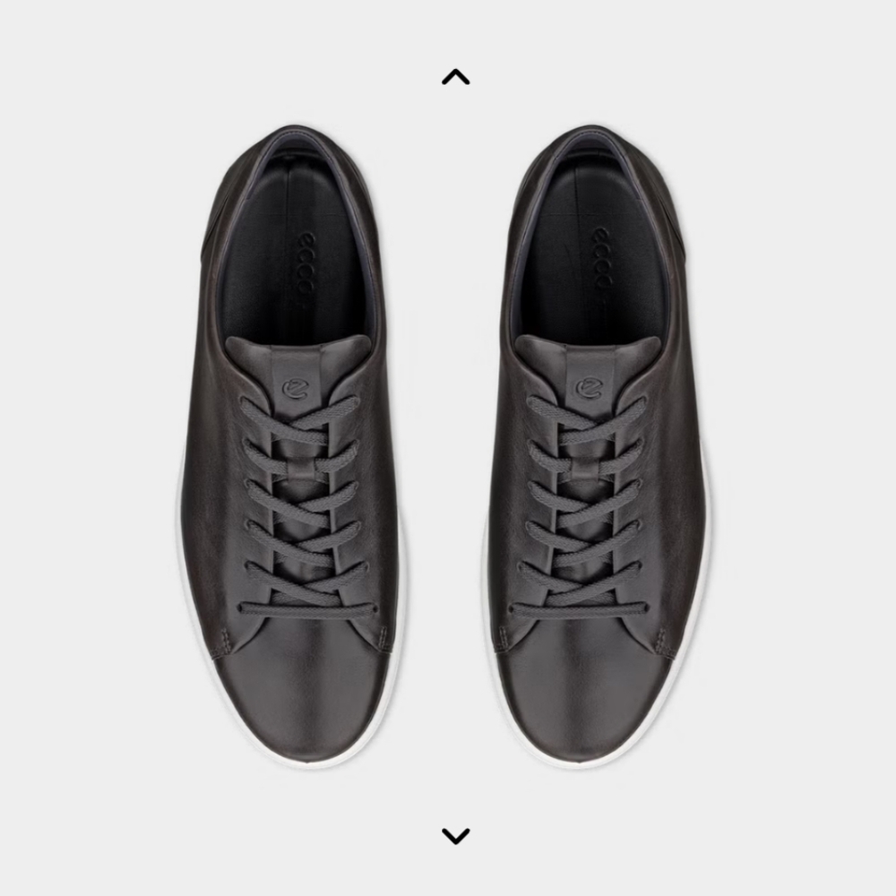 EUC Ecco Men's Black Leather Sneakers Lace Shoes Soft 7 SZ 13/13.5 MEN UK 12.5